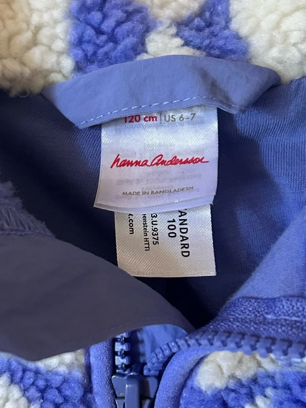 Hanna andersson quilt print purple fleece Sherpa jacket size 6